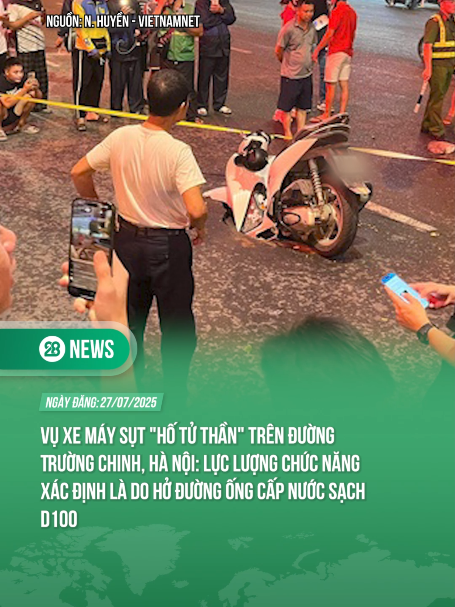 XE MÁY SỤT HỐ TRÊN ĐƯỜNG CHINH LÀ DO HỞ ĐƯỜNG ỐNG CẤP NƯỚC #theanh28 #theanh28news #tiktoknews
