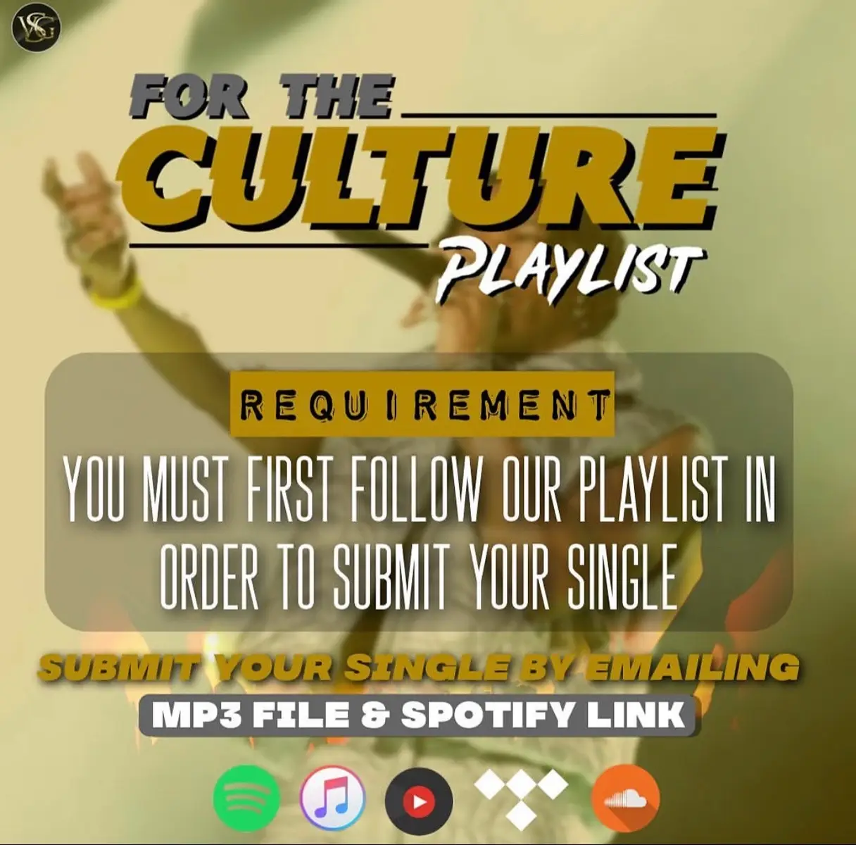 5 days left to have your song added to our #ForTheCultureplaylist. The Playlist REAL artists go to for REAL results! Click the link below to send us your music. https://mailchi.mp/243fd0a38fc1/list