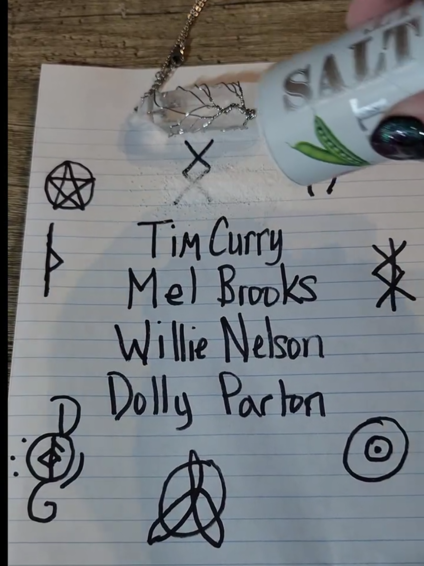 2025 has been relentless with taking legends—like, we get it, the talent quota in the afterlife was low. 😩 So I’ve taken precautions: there’s now a full protective salt circle, sigils and crystals all around Tim Curry, Mel Brooks, Willie Nelson, and Dolly Parton. 🧂🔮 We can't be too careful. If anything happens to them, I will hex time itself.  #SaltCircleStrong #NotTodayUniverse #timcurry #melbrooks #willienelson #dollyparton #witch #fyp #foryoupage 