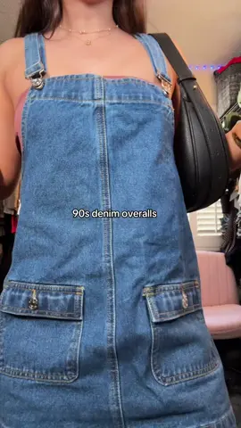 The fit on this dress is too cute!! 💙 wearing size medium #denimdress #overalls #denimoveralls #overallsoutfits 