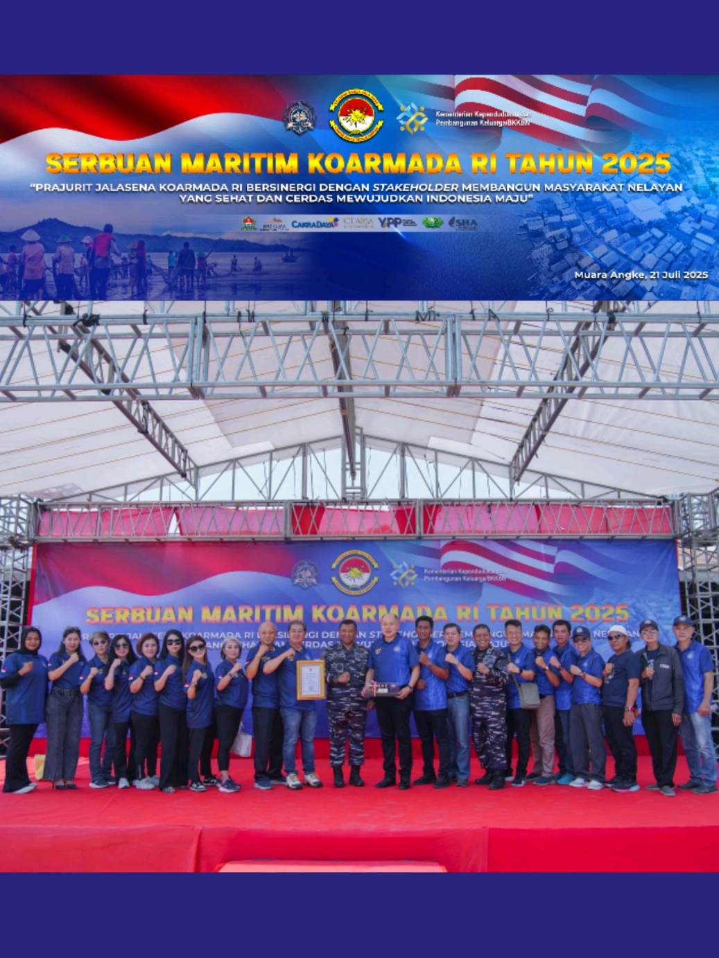 Dalam rangka Serbuan Maritim KOARMADA RI - PIMA INDONESIA th 2025. Koarmada RI mengelar bakti sosial, kesehatan, edukasi dan sosialisasi di pelabuhan Perikanan Muara Angke, Jakarta Utara pada hari Senen tgl 21 Juli 2025 dengan berkolobarasi dengan PIMA INDONESIA sekaligus dalam rangka kegiatan NADRAN-PESTA LAUT Muara Angke.  Kegiatan ini dipimpin langsung Kaskoarmada RI Laksdya TNI Eko Wahjono SE. MM, mewakili Pangkoarmada RI Laksamana Madya TNI Dr. Denih Hendrata, SE, MM. bertempat di pelabuhan Perikanan Muara Angke Jakarta Utara, senin((21/7/2025) sejumlah kegiatan turut mewarnai pelaksanaan Serbuan Maritim yang meliputi bakti sosial berupa santuan kepada 50 anak yatim, khitanan massal bagi 10 anak, pembagian makanan bergizi gratis kepada 1.500 orang, pembagian sembako 1.200 orang, donor darah yang di ikuti 300 orang, pemeriksaan kesehatan dan pengobatan umum untuk 250 warga, pemeriksaan mata dan kaca mata plus gratis terhadap 200 orang, pelayanan keluarga berencana (KB) 50 orang, bantuan 5 (lima) unit bioflok lengkap dengan benih ikan nila dan lele serta pakan, kegiatan penyuluhan kesehatan ibu dan anak BKKBN 250 orang, sosialisasi rekrutmen TNI-AL kepada masyarakat setempat. Pelaksanaan Serbuan Maritim Tahun 2025 berjalan dengan lancar dan mendapat sambutan antusias dari masyarakat sekitar Muara Angke. Kegiatan ini merupakan wujud nyata TNI-AL dalam hal ini Koarmada RI bersama PIMA Indonesia dalam mewujudkan masyarakat nelayan yang sehat, cerdas dan berdaya saing. Pada kesempatan tersebut Kaskoarmada RI mengungkapkan bahwa program Serbuan Maritim diharapkan dapat menjadi saranan efektif TNI-AL dalam mengajak masyarakat pesisir untuk peduli pada kesehatan, pendidikan anak-anak nelayan, serrta peningkatan ketrampilan, sehingga dapat mendukung terwujudnya Indonesia Maju yang berdaulat di laut. #pima​  #pimaindonesia​ #pimabaktisosial 