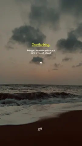 Overthinker මිනිස්සු හෙන අවුල් කියලා හිතන් ඉන්න උන්ට... ඇත්තටම එහෙම නෑ බං උන්ගෙ තියෙන එකම වෙනස අනිත් උන්ට වඩා හැමදේම ගැන ඕනවට වඩා හිතනවා! චුටී දේටත් අවුල් ගහලා සෑහෙන්න කල්පනා කරනවා! කතා කරනවට වැඩියෙන් හිතනවා, නිහඬ වෙනවා! Specially love එකකදි වුණත් මාර විදිහට අනිත් කෙනා ගැන හොයනවා, කතා කරන්න බලනවා, තමන් වෙනුවෙන් අනිත් කෙනා වචනෙකින් හරි care කරනවා වගේ දැනුනම මාර විදිහට සතුටු වෙනවා! එහෙම මිනිස්සුන්ට මුණගැහෙන්න ඕන වචනෙකින් හරි හිත හදන කෙනෙක්, තේරුම් ගන්න කෙනෙක්, සරලවම කිවුවොත් හොඳ සවන් දෙන්නෙක්! උන්ට ඕන එච්චරයි! හැබැයී ඕක අනිත් පාර්ශ්වය තේරුම් ගන්නවා හරි අඩුයී! ඒ වගේ අවස්ථාවකදි මෙයාලට සෑහෙන්න රිදෙනවා ඉතින් එයාලා රිද්දගන්න පුළුවන් උපරිමේටම රිද්දගෙන අවසානෙදී හිත හදාගන්න try කරනවා! ඒම උනාම එයාලා සෑහෙන්න නිහඬ වෙනවා! මිනිස්සු එක්ක කතා කරන්න බය වෙනවා! තනියම ඉන්න උත්සහ කරන්වා! තමන්ට තමන් විතරයි ඉන්නේ කියන එක තේරුම් අරන් පාඩුවේ ජීවත් වෙනවා! ඉතින් කාවදාවත්ම Overthinker කෙනෙක්ට don't care partner කෙනෙක් ගැළපෙන්නේ නෑ! ❤️‍🩹 (Yuki 🤍✍🏻) #y#yuki_quotes_f#foryoupagef#foryouf#fyp1#1mw#whatsappstatuss