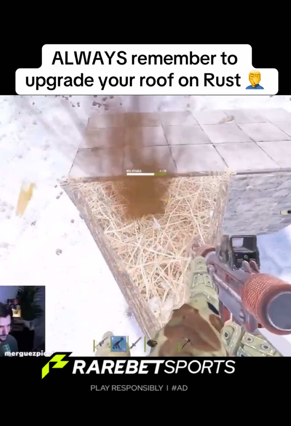 ALWAYS remember to upgrade your roof on Rust 🤦‍♂️ #rustgame #rustconsole #rustpc #rustgameplay #rustclips #rust 