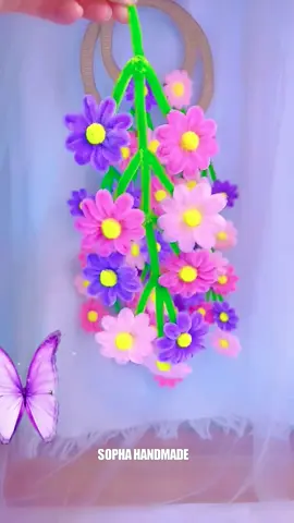 Wall Hanging Flowers Handmade  #handmade #viralvideo #pipecleanerflowers #tpyシ #technology #tiktok 