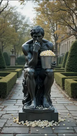 cravings satisfied 🍦🍿 #statueofliberty #thethinker #ai #aiart #digitalart #fantasy #statue #chatgpt #piclumen #fyp 