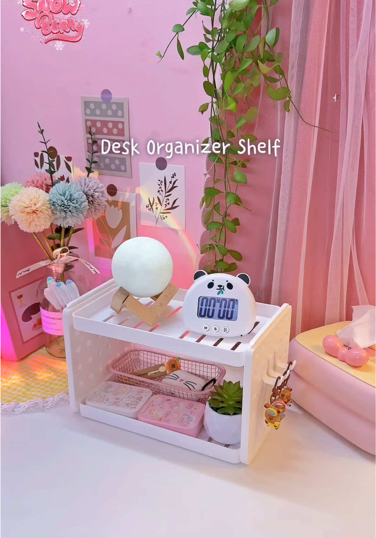Organizing my new shelf ✨🙈#fyp #deskdecor #desksetup #decoration #shelf #snowberry #trending 