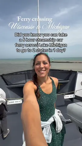 Honestly couldn’t believe they allowed me to steer the ship on Lake Michigan.   . Crossing Lake Michigan by steamship was not only scenic but also such a relaxing way to travel! 🚢✨ I took the historic SS Badger, one of the last coal-fired passenger steamships in the U.S., from Manitowoc, Wisconsin to Ludington, Michigan—and it was an unforgettable experience. The 4-hour ride gave me time to unplug, enjoy views of the open water, and even catch a Lake Michigan sunset 🌅. You can bring your car, RV, or motorcycle onboard, making it perfect for a road trip shortcut without having to drive through Chicago traffic. 🙌 🎟️ Tip: Book in advance during peak summer months and arrive at least 90 minutes early for boarding. 🕰️ Runs daily mid-May through early October. If you’re planning a Midwest road trip, don’t overlook this relaxing, historic detour. It’s not just transportation—it’s part of the adventure. #LakeMichigan #SSBadger #MidwestRoadTrip #SteamshipTravel #TravelsOfSarahFay #WisconsinToMichigan #GreatLakesAdventure 