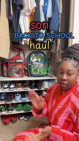 Son back to school haul #backtoschool #uniforms #oldnavy #backtoschoolhaul #Minecraft #fyp #shoehaul 