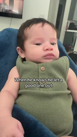 A little stinky butt. Anyone else’s baby grunt really loud to make it known they are pooping or farting? 🤣 #babytok #funnybaby #babyfaces #momtok 
