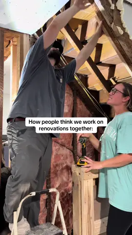 Actual footage of us working on the house together… 🤪 #husbandandwife #homerenovation #houseremodel 