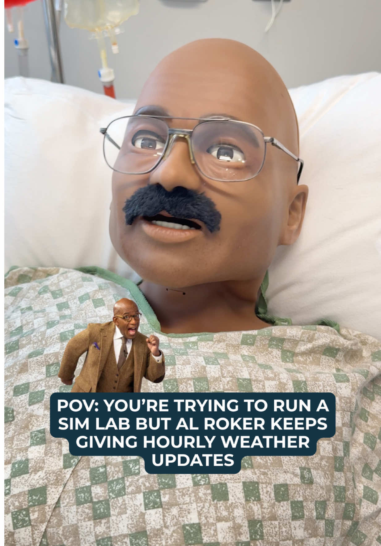 We’re out here trying to teach students how to save lives in the Sim Lab and our newest high fidelity SIM is casually tracking high-pressure systems like he’s on the Today Show or something. ☁️🌀 Welcome to the team, Al! Official weather‑Sim of the Alliance. #SimLab #FutureHealthcareHeroes #HealthcareHumor #alroker #weatherreport @TODAY Show 