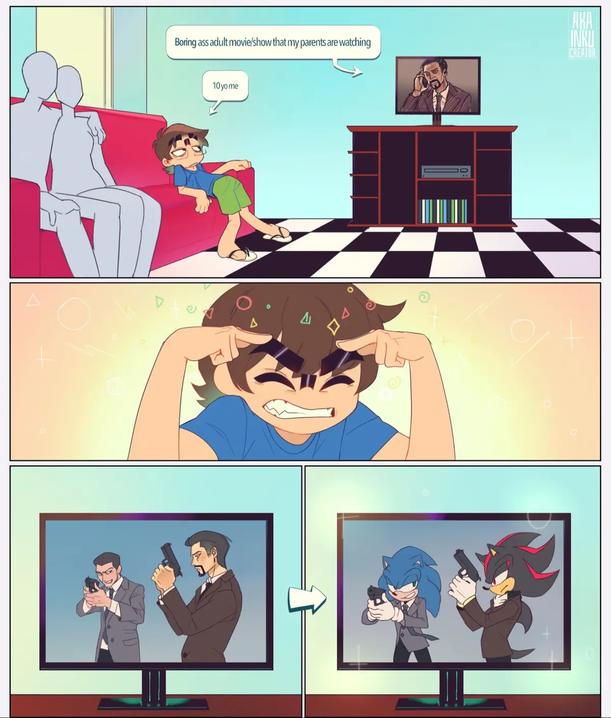 Did you ever do this with any games/movies/books/shows? #relatable #sonicthehedgehog #shadowthehedgehog #comic #digitalart 