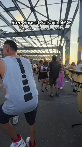 Add Sunset salsa lessons to your free activities to do in nyc this summer every Thursday at Pier 76 til August 14th 💃🏽 The salsa lesson is from 6:30pm - 7:15pm followed by open dance til roughly 9pm, sundown 🙌🏾  Share with someone you wanna go with 👀  #freethingstodoinnyc #freeactivities #summerinnyc #nybucketlist #salsalessons #thingstodoinnyc #nycactivities 