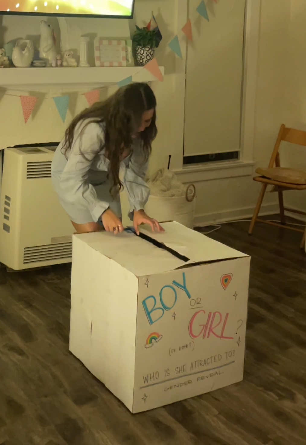 gender reveal coming out party 🤰🏻i’m pregnant and the baby might just be asexual #genderreveal #nathanfielder #boyorgirl #happypride #meemaw #gendaneutral 