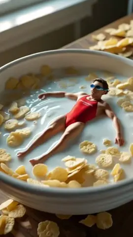 This cereal pool is my vibe now 🏊‍♀️ #cerealswim #breakfastvibes #swimlife #poolvibes #fyp 