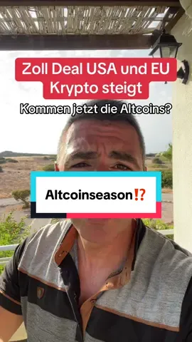Es gab jetzt den Zoll Deal mit den USA und der europäischen Union. Donald Trump hat Ursula von der Leyen getroffen und man hat sich auf ein Abkommen im Bereich Zölle geeinigt. Der Krypto Markt hat reagiert, Bitcoin, Ethereum sind gut gestiegen. Ist das nun die Einleitung für die Altcoinseason? Was denkst du? #Bitcoin #Kryptowährungen #Kryptowährung #xrp #altcoinseason #Ethereum #Bullrun 