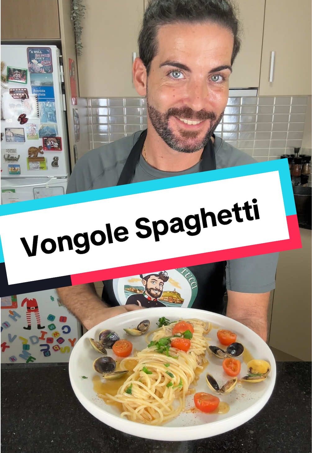 Spaghetti alle Vongole | The Italian Classic You’ll Fall in Love With Briny clams, white wine, a hint of tomato, and perfectly cooked pasta — this is my all-time favorite dish. Straight from the Italian coast to your table in under 30 minutes. Ingredients (2 pax): 	•	220g spaghetti 	•	500g clams 	•	1 garlic clove 	•	1 glass white wine 	•	1 chilli 	•	½ tsp tomato paste 	•	5 cherry tomatoes 	•	1 anchovy (optional) 	•	Fresh parsley 	•	Olive oil & salt Instructions: In a cold pan, add olive oil, garlic, chilli, parsley sprout, anchovy, and tomato paste. When garlic turns golden and anchovy melts, remove garlic, parsley, and chilli. Add clams, deglaze with white wine, let alcohol evaporate, then cover until clams open. Remove clam meat, leaving a few in shells for garnish. Add cherry tomatoes to the sauce and cook for 2 minutes. Toss in al dente spaghetti, add chopped parsley, and cook 2 minutes. Plate, drizzle with sauce, garnish with whole clams and parsley. Full recipe 👉 www.cookingwithtucci.com #cookingwithtucci #spaghettiallevongole #italianseafood #italianrecipes #easyitalianrecipe #pastalovers #italiankitchen #homemadeitalian #vongolepasta #comfortfood 