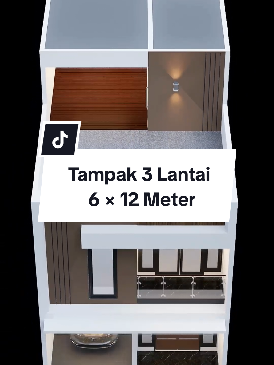 Tampak Rumah 3 Lantai | 6 × 12m #skaladesain #arsitektur #rumah #denah #denahrumah #desainrumah #rumahidaman #rumahimpian #fyp #xyzbca 