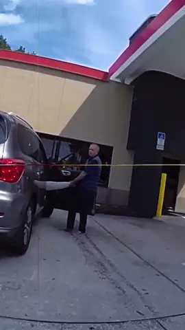 Woman Tries to Steal Car from Elderly Couple at Gas Station #police #cops #bodycam #fyp #foryou 