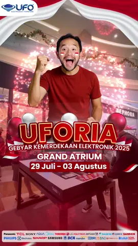 UFORIA Gebyar Kemerdekaan Elektronik hadir di JOGJA!! Rayakan semangat Hari Kemerdekaan dengan Pameran Elektronik Terbesar, Termurah, dan Terlengkap di Pakuwon Mall Jogja mulai 29 Juli - 3 Agustus.  Nikmati promo spesial seperti: ◦ Diskon hingga 70%  ◦ Cashback hingga 5 Juta  ◦ Beli 1 Gratis 1  ◦ Gebyar Undian UFO 2 Milyar Jadi tunggu apalagi? Buruan ke UFORIA @Pakuwon Mall Jogja  UFO Elektronika #UFOElektronika #UFORIAJogja #UFORIA2025 #yogyakarta #yogyakartahits #yogyakartacity #yogyakartaistimewa