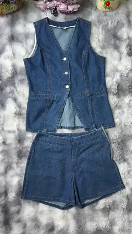 📢 Stay stylish and cool with this denim two-piece set — the perfect minimalist combo for summer lounging or stepping out. #DenimSet #SummerOutfit #CasualLook #Womenswear #TwoPieceSet #DenimShorts #TankTopStyle #MinimalistFashion #LoungeWear #SleevelessTop