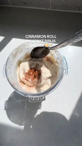 CINNAMON ROLL PANCAKE 🥞 Ninja Creami ‼️ @IHOP @Ninja Kitchen #ninjacreami #ninjacreamirecipe #cinnastack #cinnamonroll #pancakes 