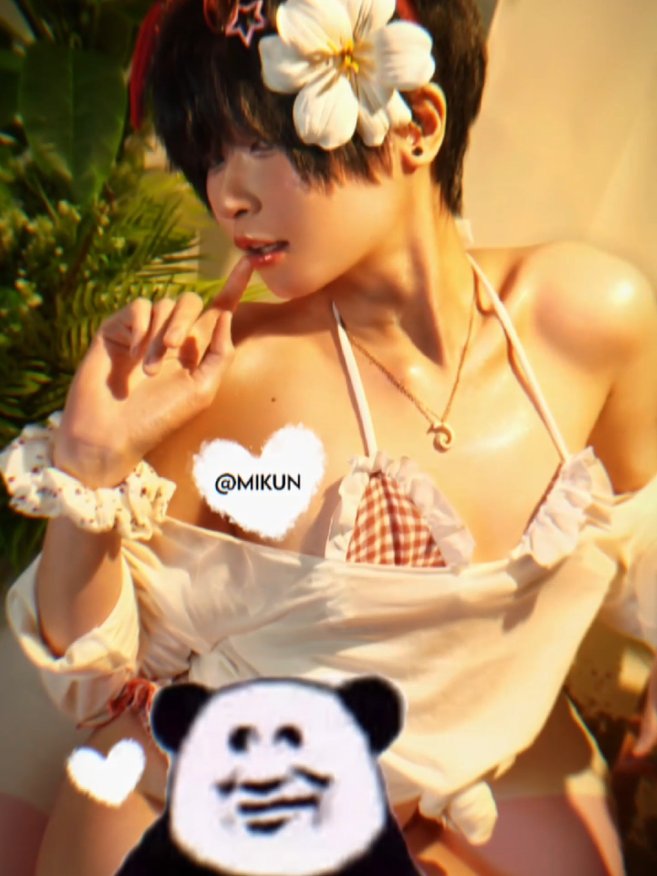 GUESS WHO'S BACK ⁉️ and hotter than ever 🔥🫣 @MIKUN.COS #mikun #transition #transformation #nonbinary #pov #beach #ocean #swimsuit #cosplay #fyp #foryou #boylove #manhwaboys #boys #femboy #douyin #douyin抖音 