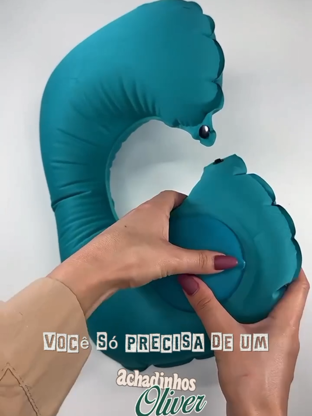 Travesseiro De Viagem Avião Inflável Super Leve Portátil Pescoço  U-Forma Automática Inflável Cervical Travesseiro