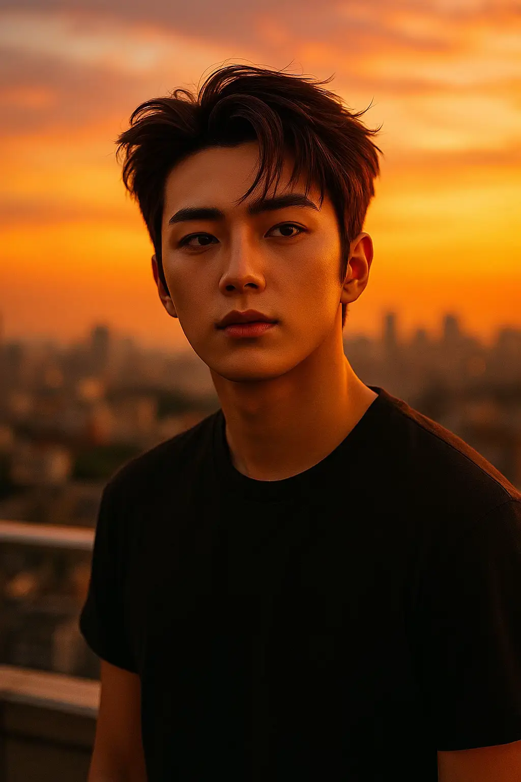 1. Open ChatGPT 📲 2. Upload your photo 📸 3. Paste the prompt 👇 A cinematic portrait of a young man wearing black t-shirt standing on a rooftop during golden hour, bathed in the warm, glowing hues of a vivid sunset. His short, tousled dark hair catches the soft light, and his expression is calm yet reflective, as if lost in thought. The sky behind him is painted with rich oranges and soft pinks, fading into the city skyline in the background.The atmosphere feels peaceful yet emotional, suggesting a quiet moment of personal introspection. The lighting gently highlights the contours of his face, adding depth and realism. Hyper-realistic, shallow depth of field, moody and evocative.  #trungayai #ai #aiart #photo #chatgpt #trending #fyp 