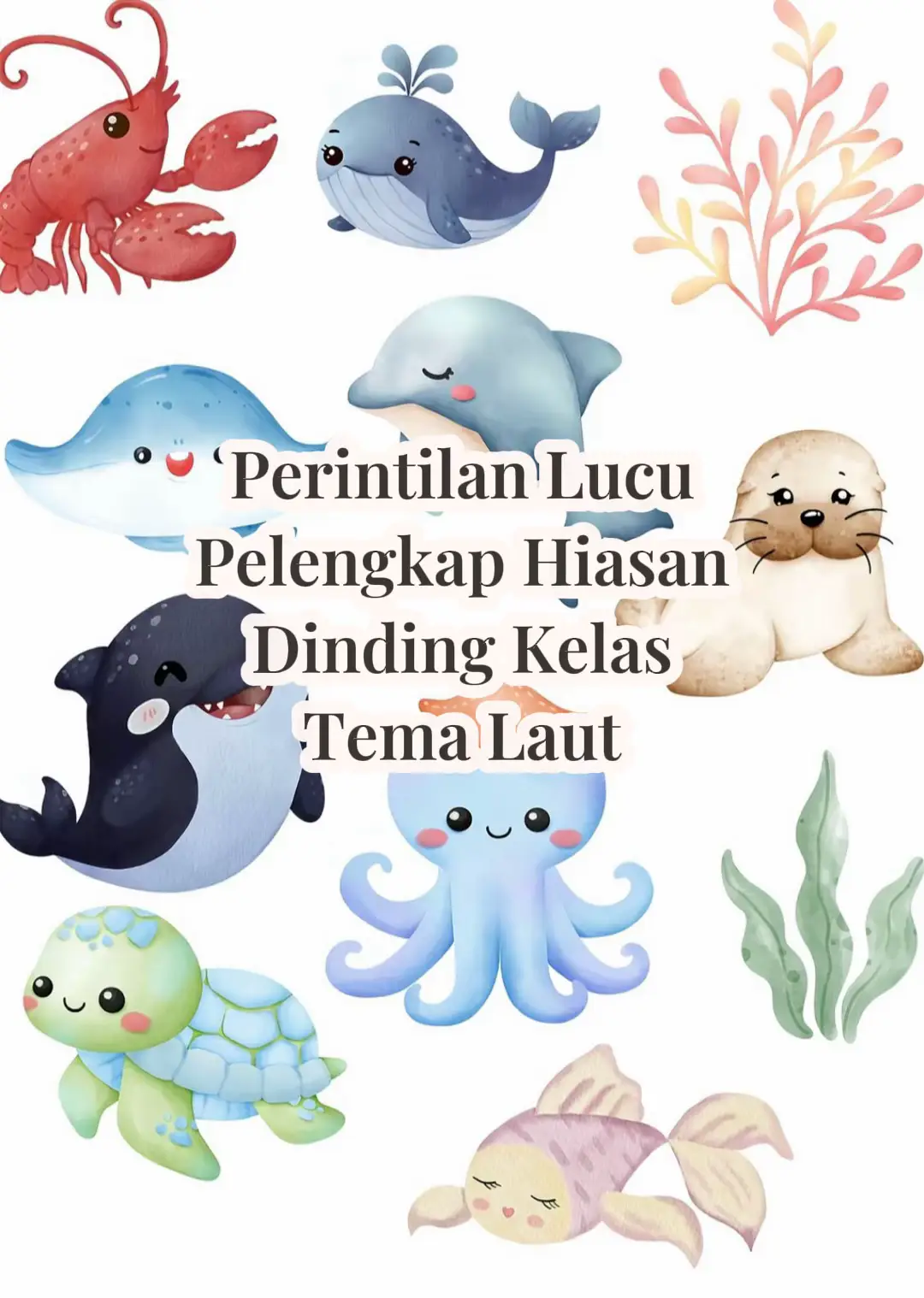 Hiasan fauna & flora laut lucu 😍 #guru#gurutiktok#gurusd#gurumuda#gurukreatif#hiasandinding#dekorasikelas 