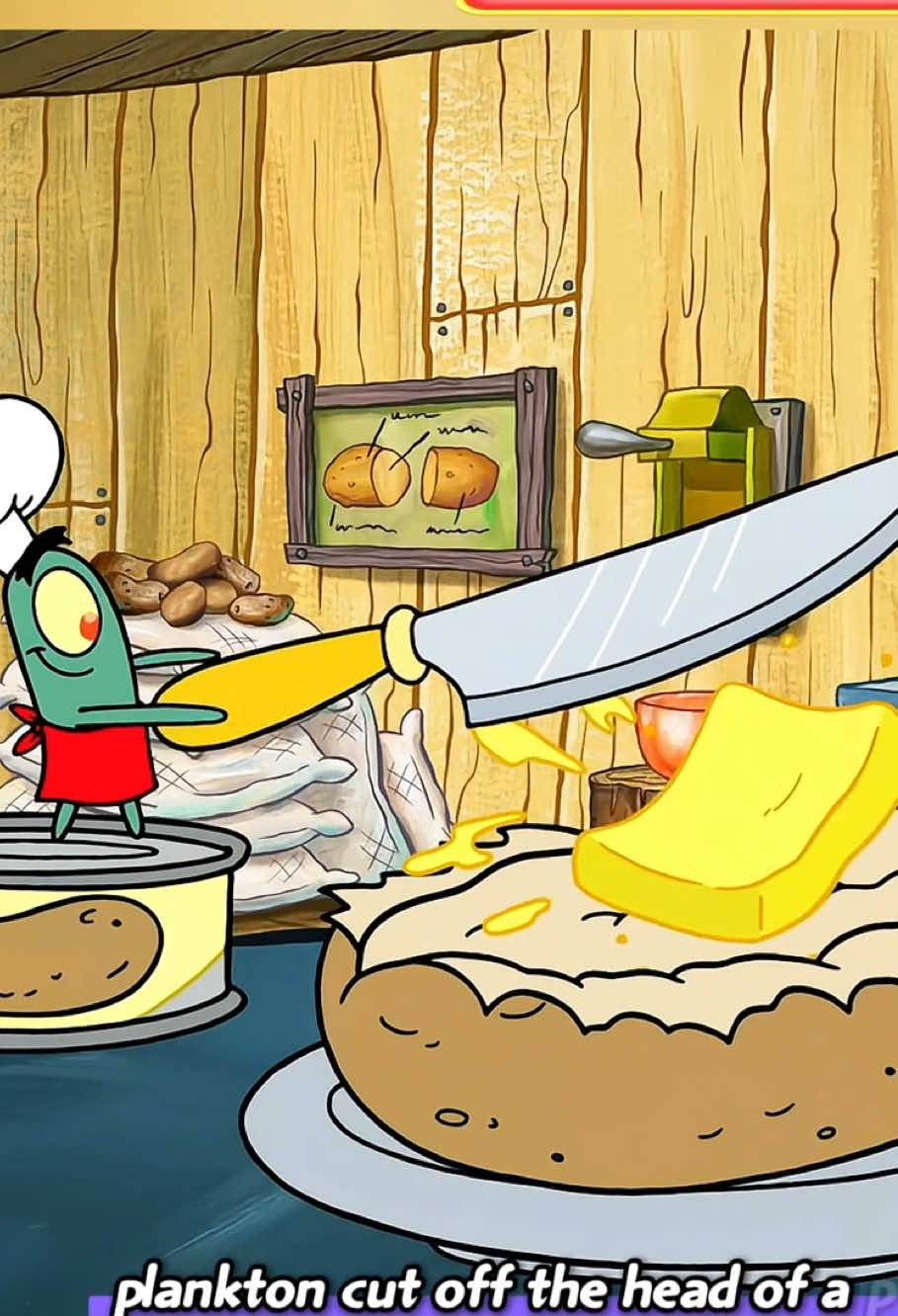 Plankton cut off the head of a photo,after pouring the specially made chum on it.#fyp #spongebob #cartoon #funnyvideos #anime #foryou #tiktok #usa 