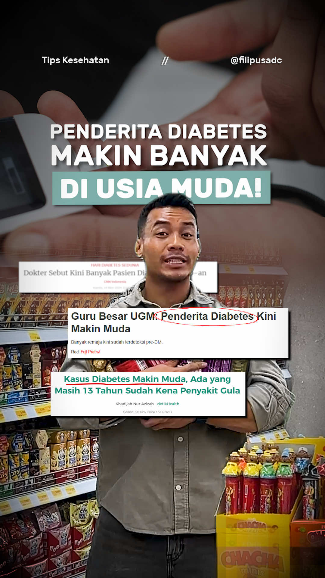 Ga cuma orangtua! Penderita diabetes sekarang banyak di usia yang lebih muda! Ini saatnya mulai menerapkan pola hidup sehat, olahraga, istirahat cukup dan aware dengan apa yang kita konsumsi! Aku juga jaga gula darahku dengan konsumsi DiabetaCare. Karena DiabetaCare yang selalu bisa Stand by You #StandByYou #MulaiCareBarengDia @DiabetaCare 
