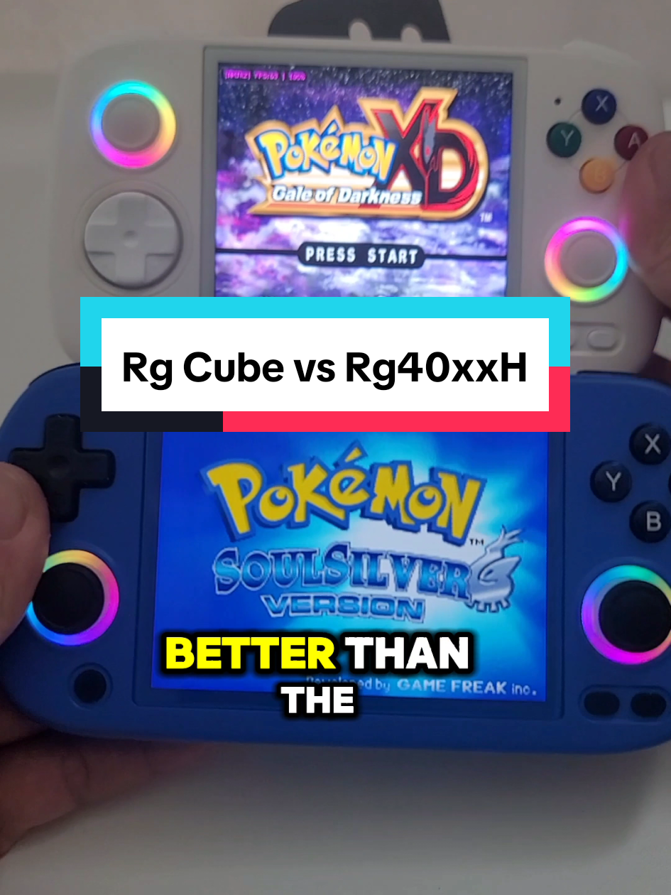 Replying to @vyvyrph here's the differences between handheld emulators #rg40xxh #rgcube my favorite console to play your old school consoles ps1, ds, ps2, gamecube retro games come pre-loaded on each one #retrogames  Which one would yall pick⁉️  let me know if you have any questions or games you need me to look up #retrogaming #gaming #emulator #90skids 