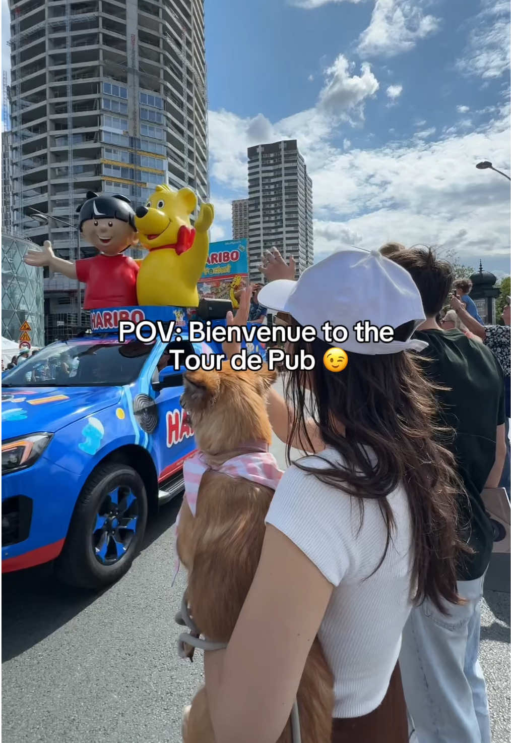 Tour de France is more than just a race! 💞🚴‍♂️ Caravane ads, food, dance music, so French and sooo fun✨😄 Bravo to the @letourdefrance cyclists finishing on the Champs-Élysées in Paris even in the rain! ☔️👏 Puppy Meimei was like, “Mama, why do I see food everywhere?!” 😂💫 #TourDeFrance #ChampsÉlysées #FrenchCulture #ParisLife #LifeInParis #paris 