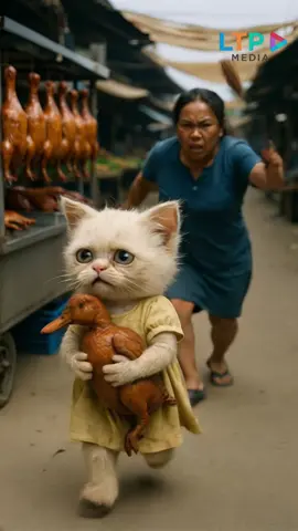 The poor cat was so hungry that he took a roast duck. 🥹 #cat #catshorts #viral #foryoupage #cartoon #fyp #poorcat 
