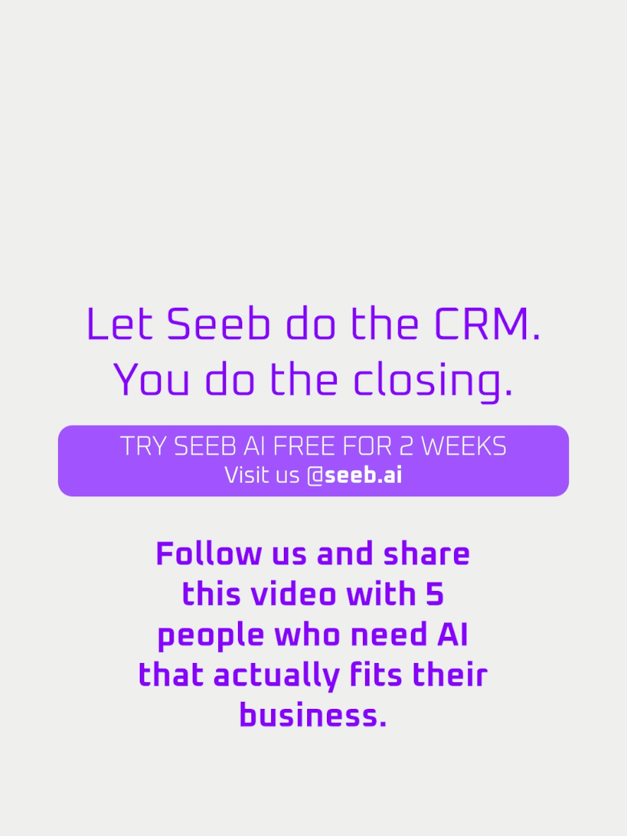 I used to miss follow-ups because my CRM was five updates behind.Now? Seeb logs everything — before I even remember to.All tagged, sorted, synced to the right lead — even in Spanish.My CRM doesn’t just work. It’s cultured now. #seebai #AIForBusiness #AIWorkflowAutomation #SalesAutomation