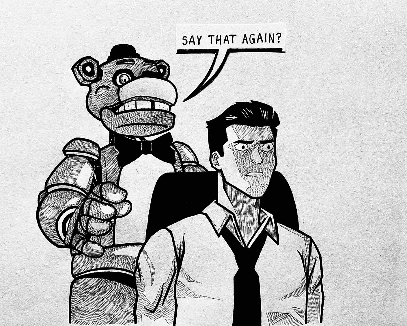 Five Nights At Burger Mart • Song: • The Living Tombstone - Its Been So Long (Instrumental) • #invincible #mark #markgrayson #omniman #fnaf #fivenightsatfreddys #springtrap #freddy #williamafton #art #drawing #fyp 