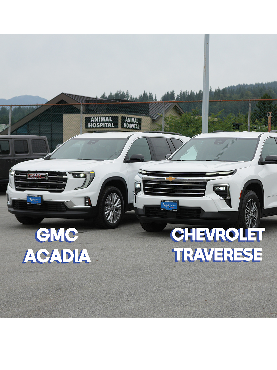 GMC Acadia vs Chevrolet Traverse — which one would you choose? Both offer 7-passenger seating, bold styling, and tons of features for your next family adventure. 💪🚗 Come test drive both and see which one fits your lifestyle best! 📍 Visit us at Eagle Ridge GM in Coquitlam #GMCAcadia #ChevroletTraverse #FamilySUV #EagleRidgeGM #CoquitlamCars #SUVBattle #ChevyVsGMC #TestDriveToday #SUVComparison #DriveCanada #GMCvsChevy