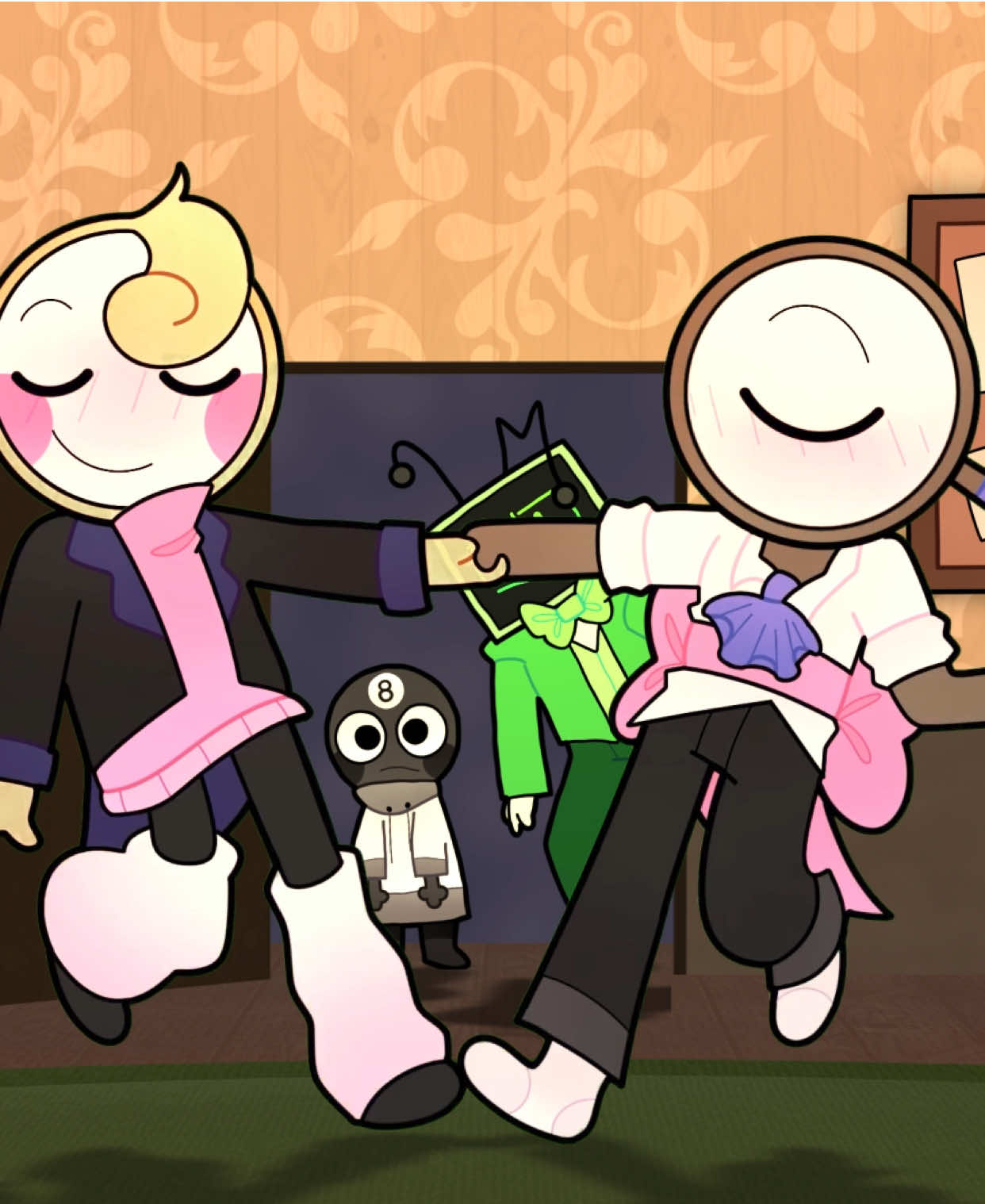 Silly little Jitterbugs ^__^ Also I drew toodles by memory and u can tell lol, also idk why I gave Vee this fit, I kinda vibe with it a little #dandysworld #dandysworldglisten #dandysworldrodger #animationmeme #deltarune 