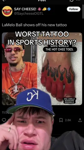 LaMelo Ball’s Chee Toes Tattoo😳🤣🏀 #NBA #lameloball #tattoo #basketball #sports #skit #funny 