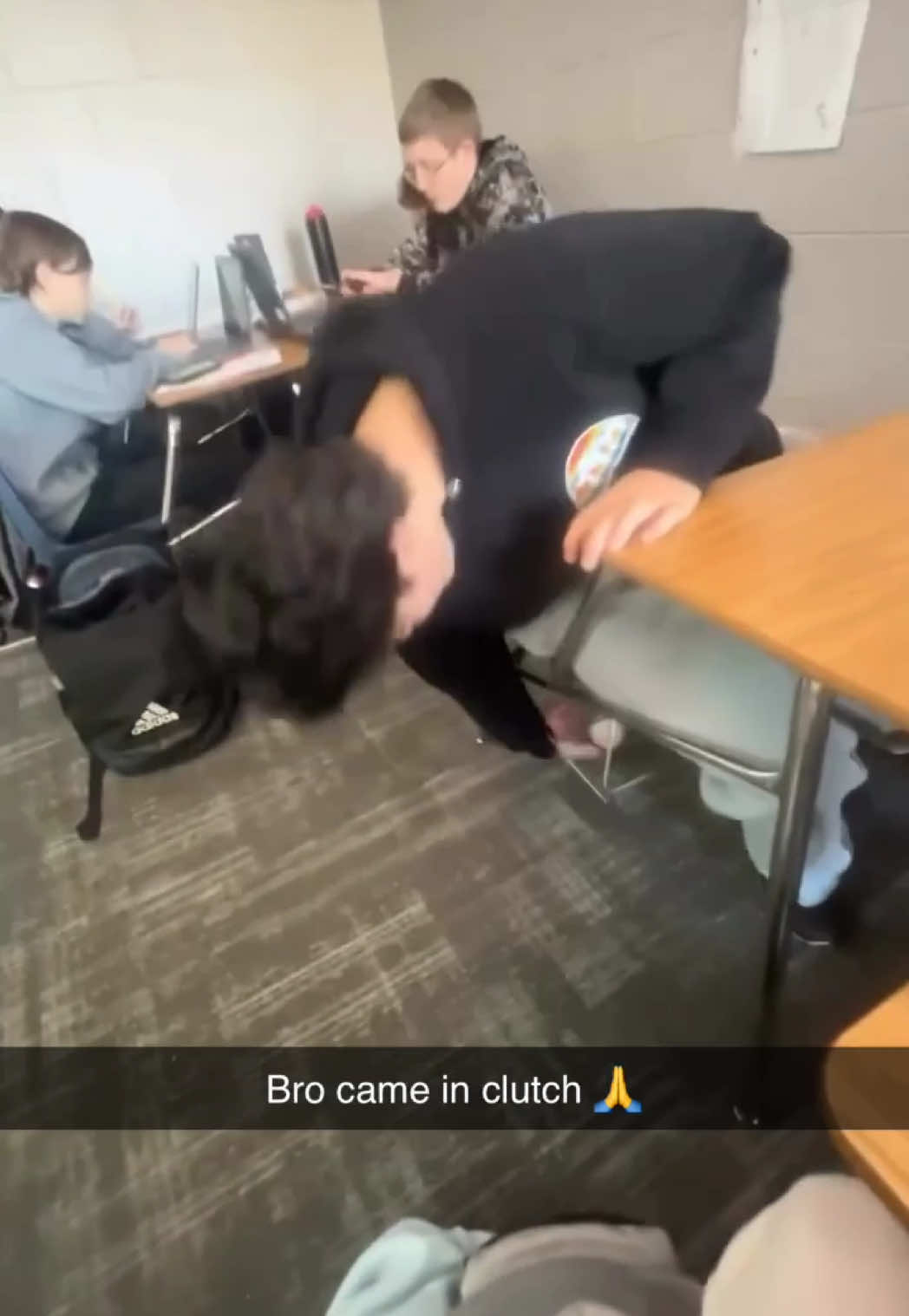 Didn’t see that coming 😂 (He was okay!) (via qiedyngray/IG) #school