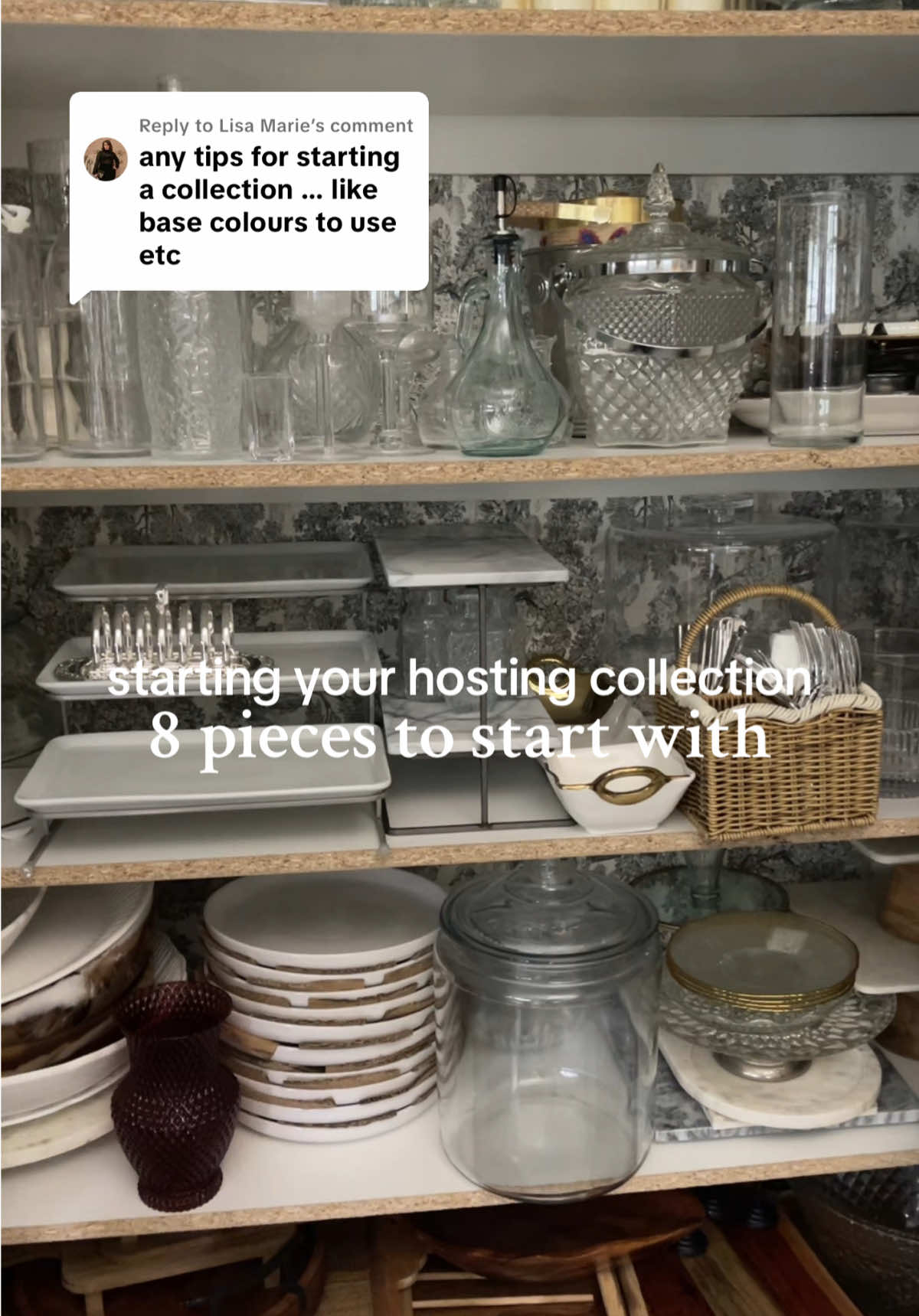Replying to @Lisa Marie 8 pieces to start your hosting collecting! 🤎 I think starting with glass and neutral pieces will give you a good base.  #hostingera #hostingtips 