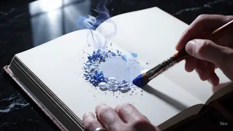 ASMR magical Damascus paint brush on a mysterious book | The Damascus Paint Brush channels elemental magic, revealing vibrant colors and intricate textures of fire, flora, crystals, and gold with every stroke. Watch as it transforms each page into a spellbound masterpiece with this enchanting tool. #asmr #aiasmr #healingvideo #satisfying #oddlysatisfying #relaxing #drawing #magicalpen 