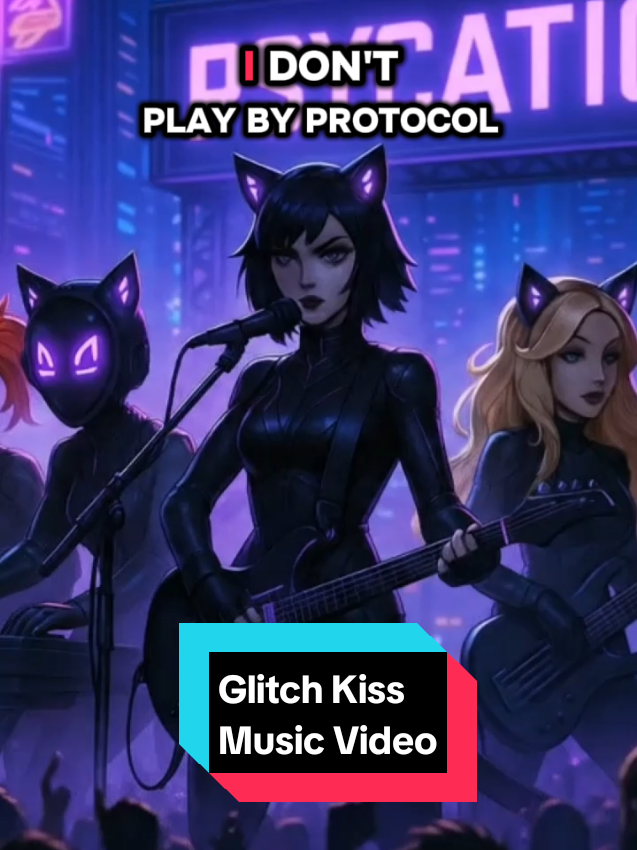 Psycatics Drop Their Debut Single “Glitch Kiss” 🔥 Dive into the neon-lit world of New Vega with Psycatics’ explosive debut — “Glitch Kiss”. A perfect fusion of glitchcore beats, bubblepunk vibes, and riot-pop rebellion. This catchy anthem blends Nyxx’s razor-sharp vocals, Reeko’s digital emote-driven beats, Bellcrash’s ferocious drum energy, and Miyu’s soulful synth bass. Get ready to sing along, dance hard, and glitch your heart out. --- 🎧 Stream Now | Join the Revolution | #GlitchKiss  #Psycatics #GlitchKiss #CyberpunkPop #Bubblepunk #Glitchcore #NewVegaVibes #GirlBandGoals #SynthPop #RiotPop #CyberpunkMusic #NeonNights #FuturisticBeats #ARMusic #DigitalIdols #BlackSandsBay #ElectroPop #Synthwave #PopAnthem #MusicRebellion #originalsong #ai #aiVinny 