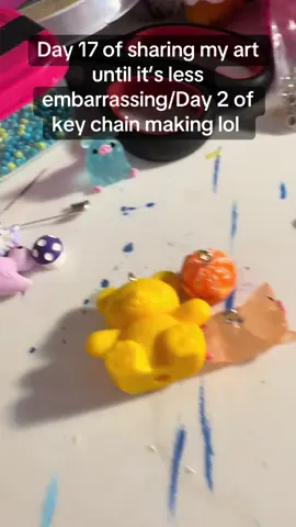 Day 17 of sharing my art! And day 2 of keychain making 😅 #artistsoftiktok #arttok #keychains #art #artist #charms #keycharms #bagcharms #artcharms
