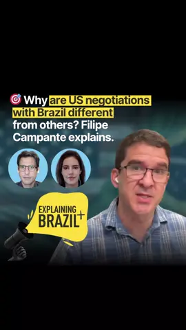 🇺🇸 👎 🇧🇷 Why are US negotiations with Brazil different from others? Filipe Campante explains. As Donald Trump announces deals with Japan, the EU, Vietnam, Indonesia, and the Philippines, Washington has ignored Brazil. Besides trade issues, Trump has linked the tariffs to the upcoming trial of former President Jair Bolsonaro. To unpack this scenario, our editor-in-chief, Gustavo Ribeiro, and reporter Isabela Cruz hosted Filipe Campante, a professor of economics at Johns Hopkins University. He holds a PhD in economics from Harvard and previously taught at Harvard and the Pontifical Catholic University of Rio de Janeiro. Listen to the Explaining Brazil Plus by subscribing on Apple Podcasts or watch the full interview with our 7-day free trial. Link in bio.