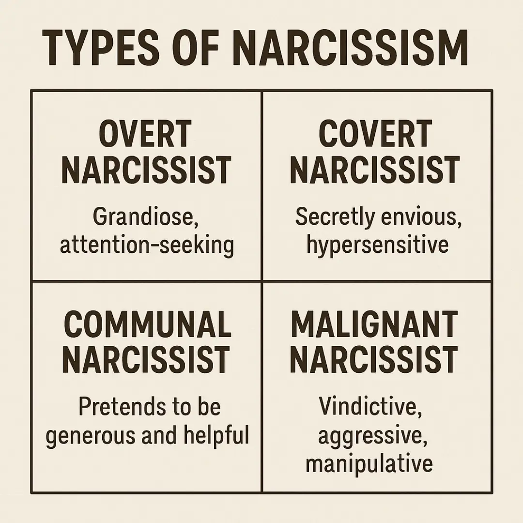 Not all narcissists look the same. Some seek praise. Some play the victim. Some pretend to be saints. And others? They’ll smile while they sabotage you. This post breaks down the main types of narcissists—so you can spot the manipulation no matter how it’s dressed. Knowledge is protection. Let’s expose them together.  #TypesOfNarcissists #NarcissistAwareness #ToxicTraitsExposed #EmotionalAbuseRecovery #narcissist 