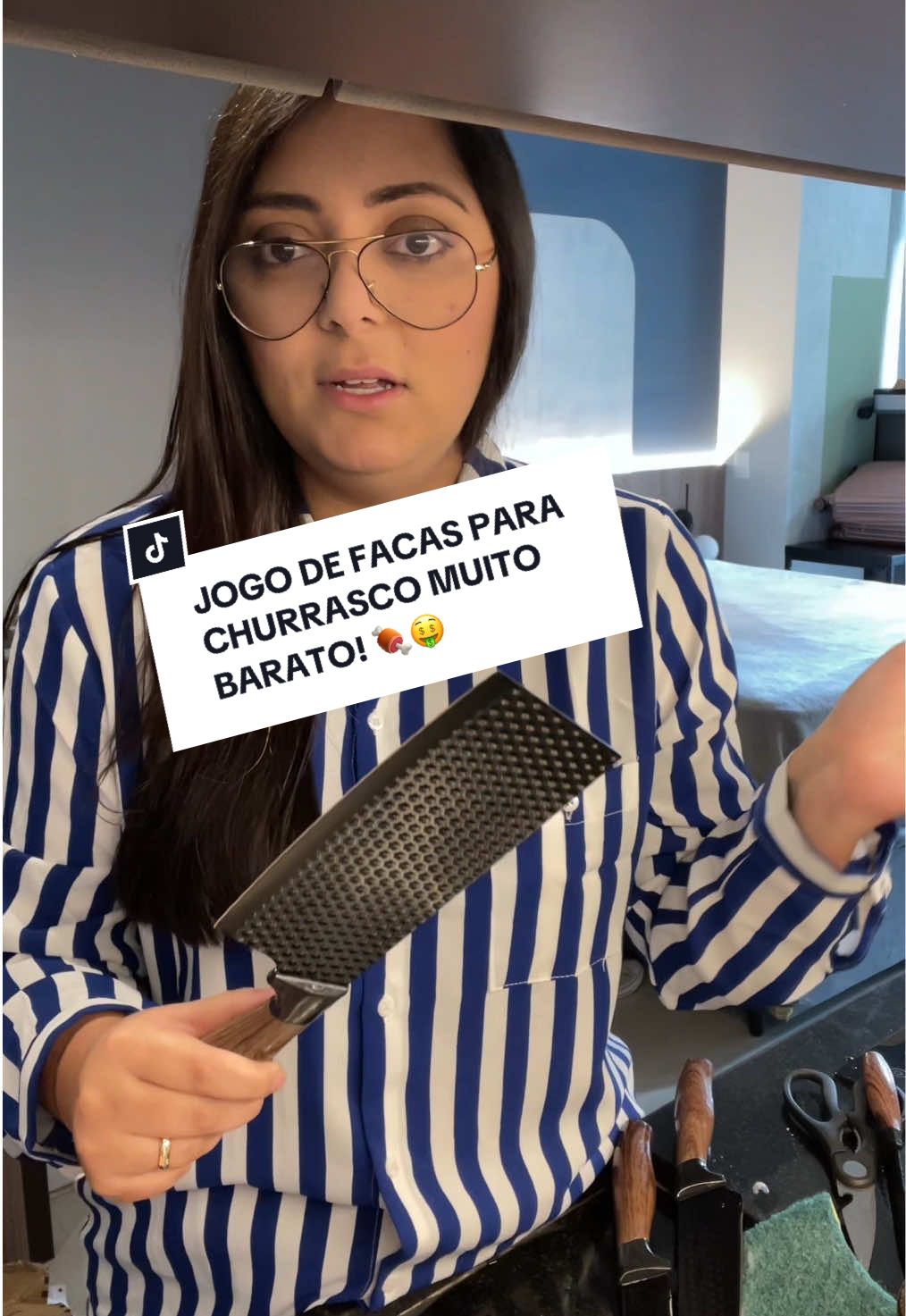 Jogo de facas perfeito! Recomendo super 🤌🏻🍖 #churrasco #utensiliosdecozinha #tiktokshopchegou 