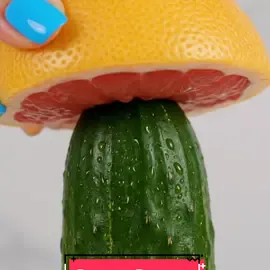 The produce soap-opera continues: after getting humbled by Big-Bro 🍆, our grapefruit is trying a power move—climbing on top of a baffled cucumber for a fresh angle on domination. Call it vertical juicing, call it cardio; either way the salad bar just got a new headline act. 🥒🍊😈 #getroastedai #foodasmr #fyp #FoodTok #viralvideo  