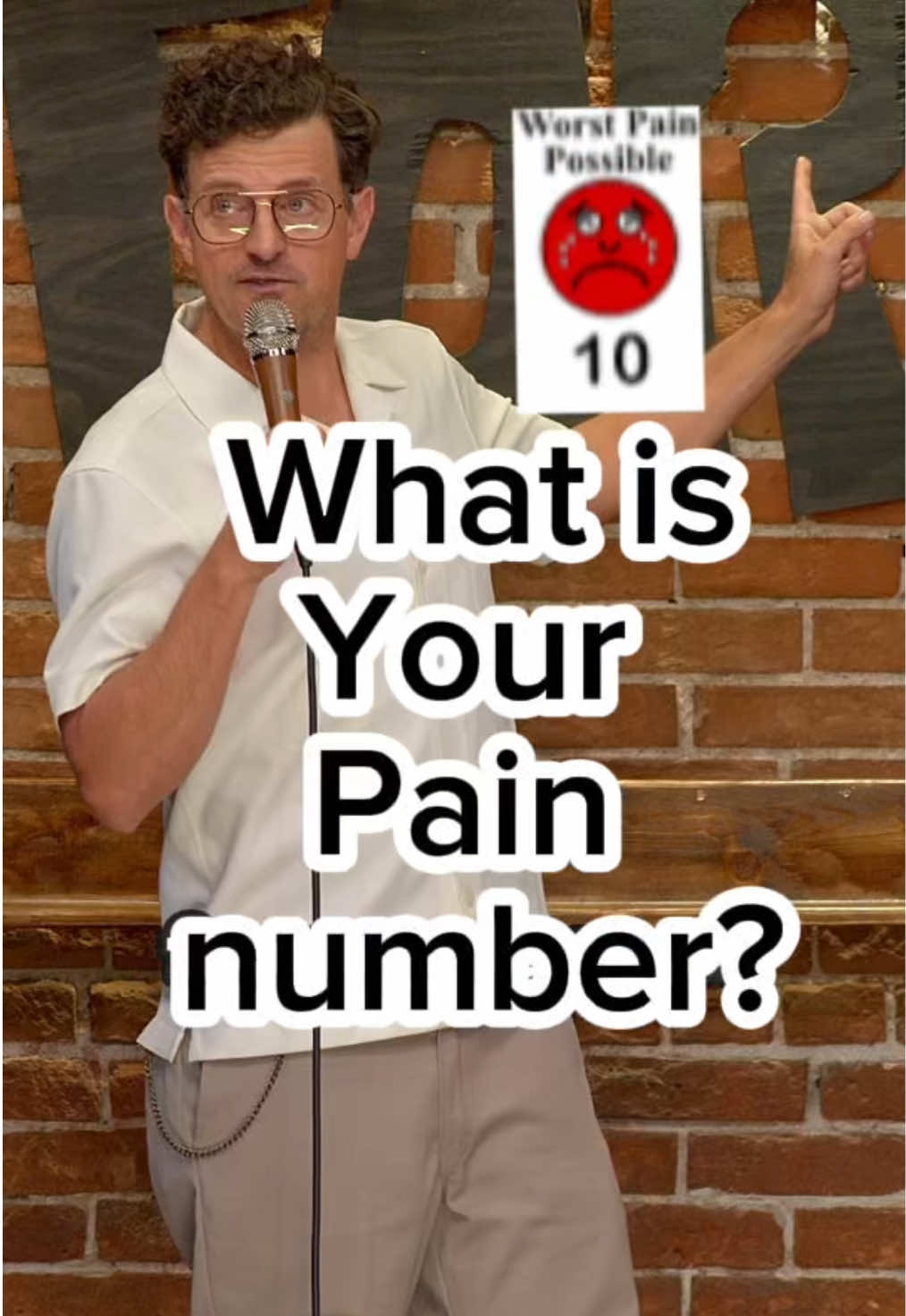 It is difficult to put a number on your own pain.  #hipreplacementrecovery #pain #painmanagement #standupcomedy #chrisfairbanks #comedy #comedypodcast @The Comedy Fort 